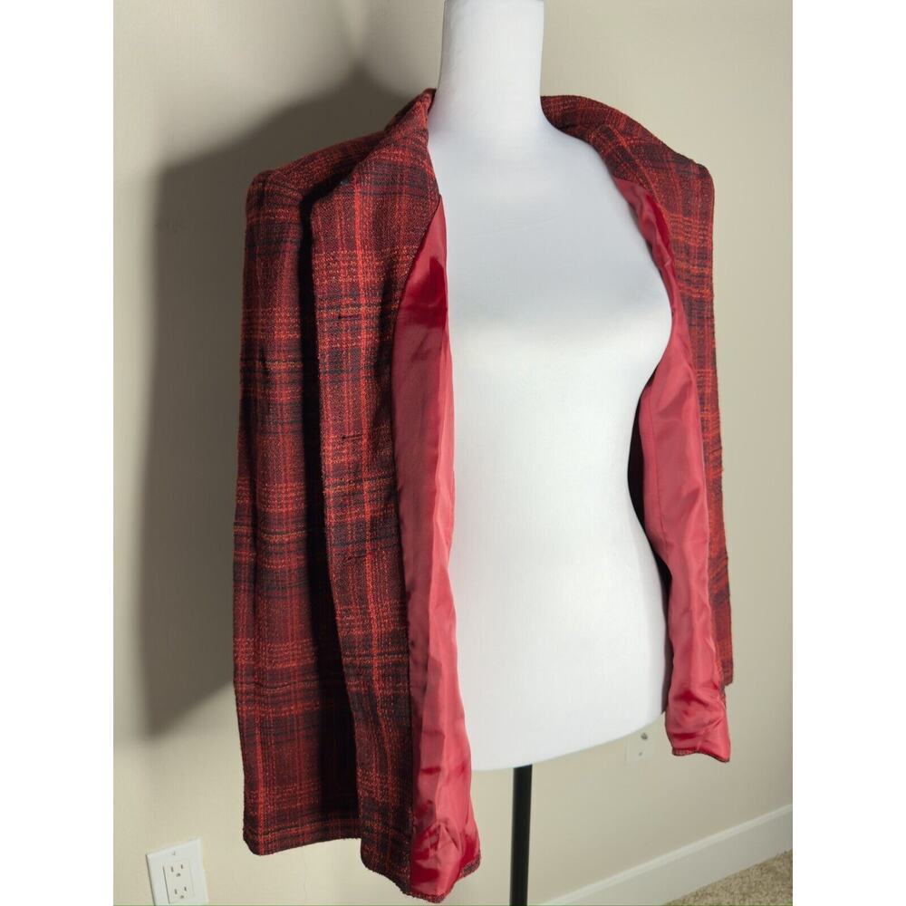 Sag Harbor Womens Brown Plaid Collared Long Sleeves Button Blazer 18-20P - Picture 4 of 8